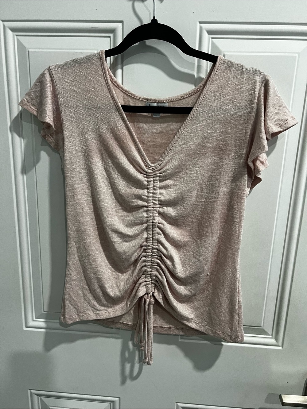 love, Fire Blush Ruched V-Neck Crop Top